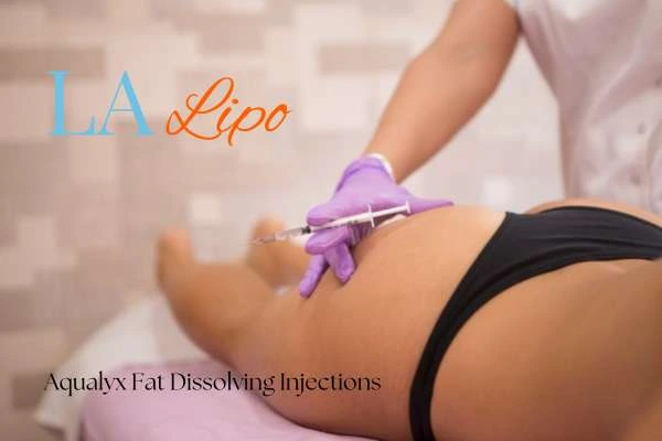 Woman having fat dissolving injections Elstree Park on thighs