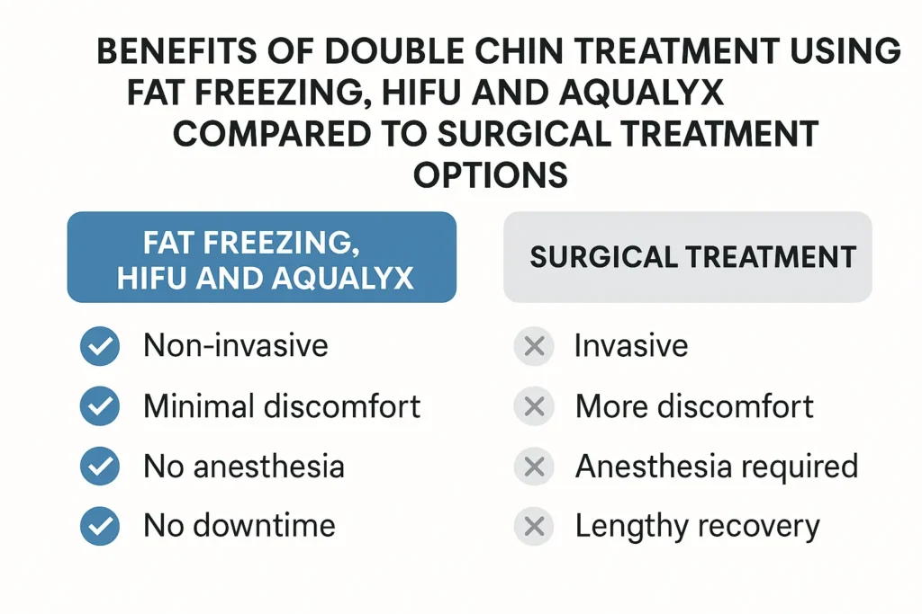 Graphic about the benefits of double chin treatment Elstree Park - from LA LIPO