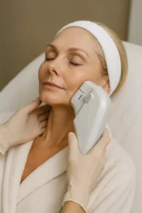 Woman receiving HIFU non surgical facelift treatment Elstree Park